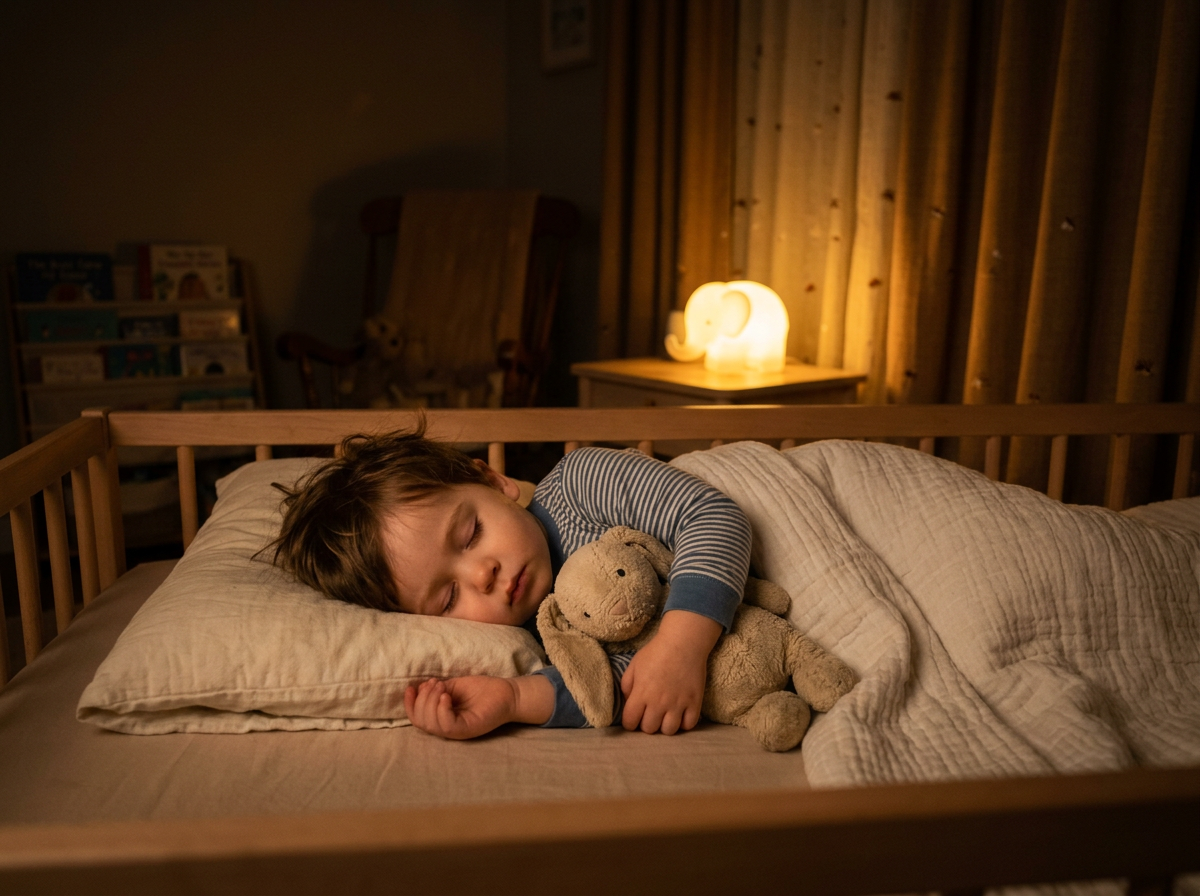 Einschlafrituale Kleinkind schlafendes Kleinkind mit Kuscheltier